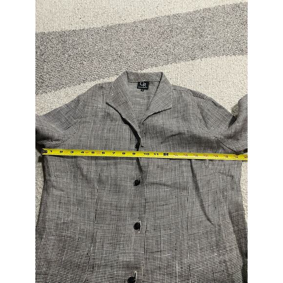 Connie Roberson Linen Plaid Button Up Shirt Womens Size XS USA Made White Brown - Picture 5 of 9